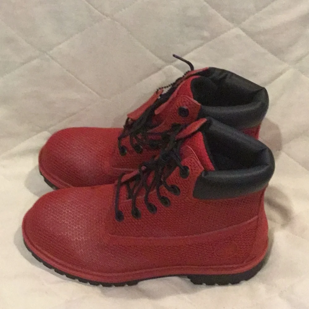 PC1) authentic red timberlands boots.